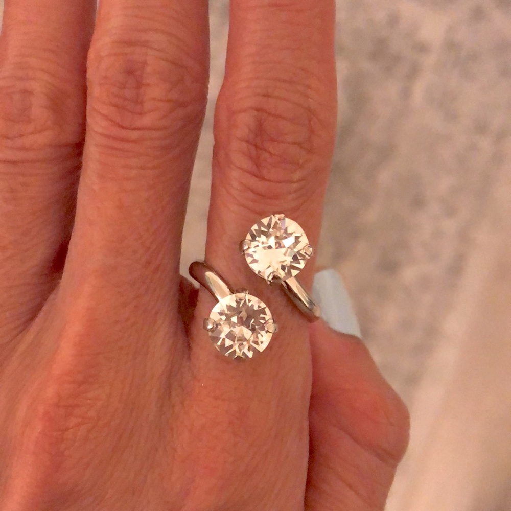 Classic Crystal Silver Statement Ring - Picture 1 of 13